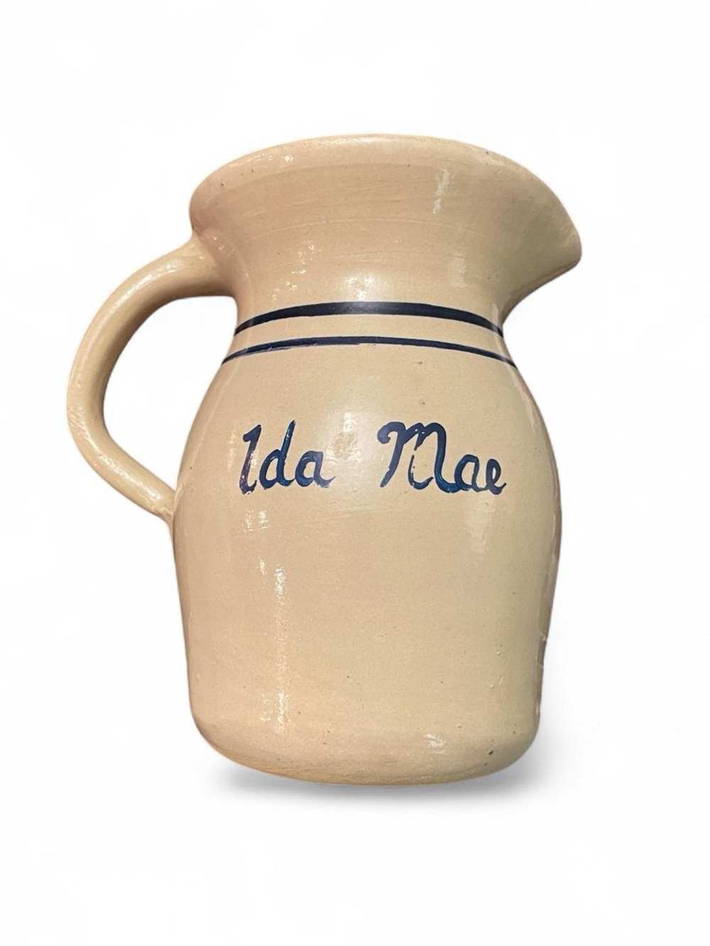 Vintage USA Ida Mae Pottery Pitcher Cottagecore Americana Farmhouse Marshall TX
